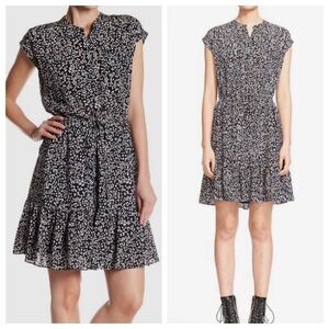 Rebecca Taylor Pop Ditsy Floral Silk Tie Waist Knee‎ Length Feminine Dress 6